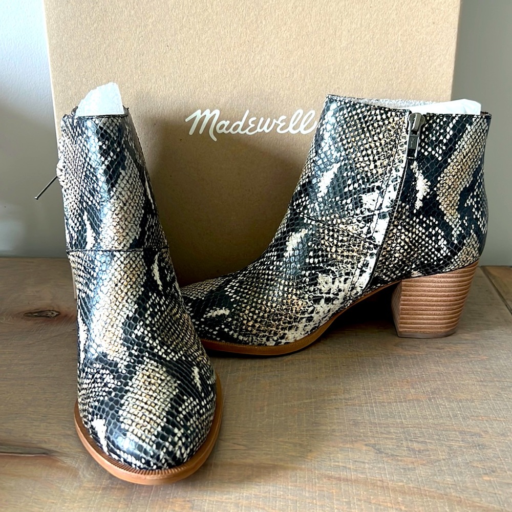 Madewell The Rosie Moonstone Multi Ankle Boots In Snake Embossed Leather - Picture 2 of 6